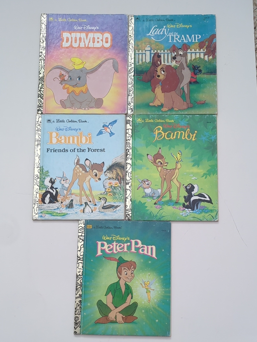 Bundle of 5 Vintage Hardcover Walt Disney Little Golden Books
